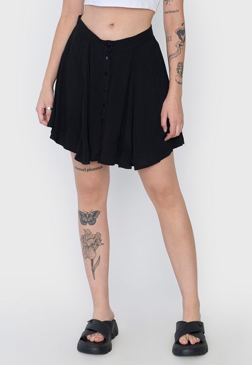 Falda Mujer Cintura Botones Negro