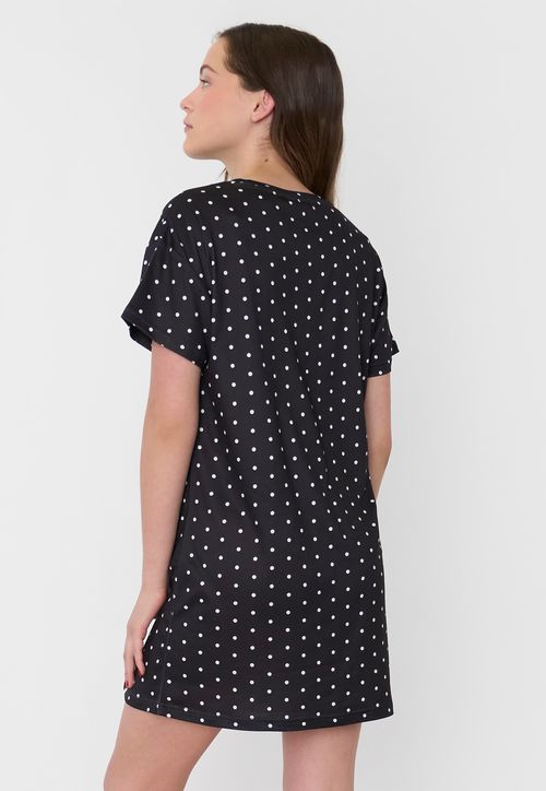 Camisa de Dormir Mujer Poliéster Puntos Negro