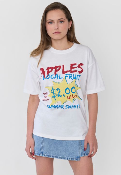Polera Mujer Oversize Manga Corta Ecru