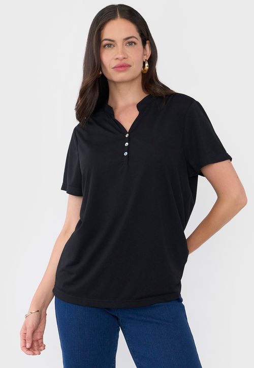 Polera Mujer Cuello Mao Negro