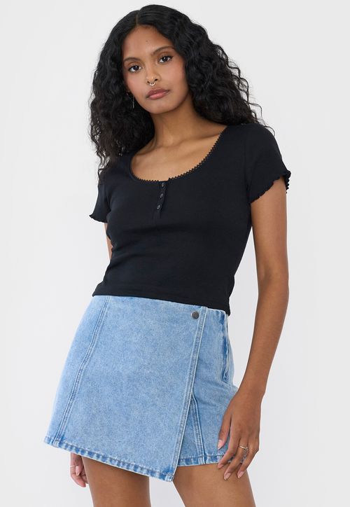 Polera Mujer Botones Negro