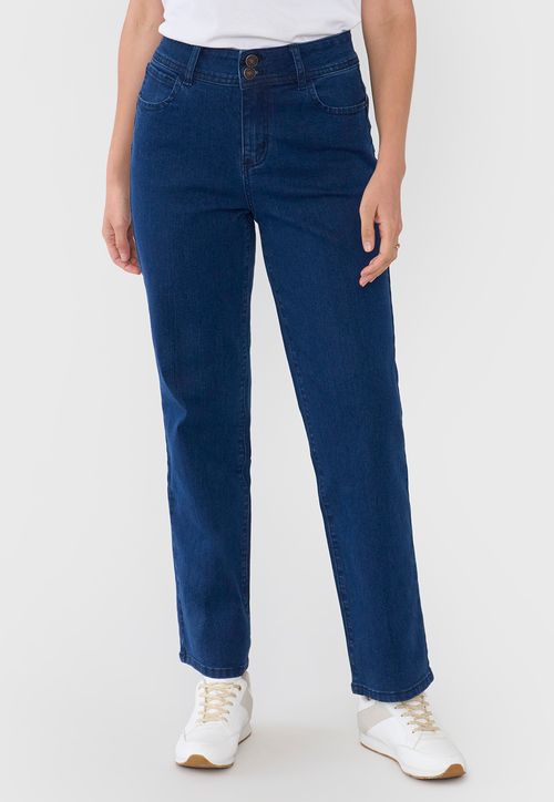 Jeans Mujer Straight Fit Azul Medio Básico