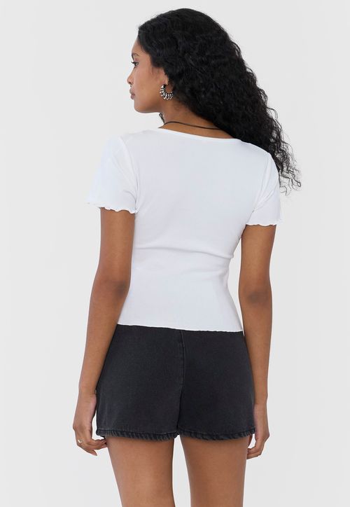 Polera Mujer Manga Corta Lisa Blanco