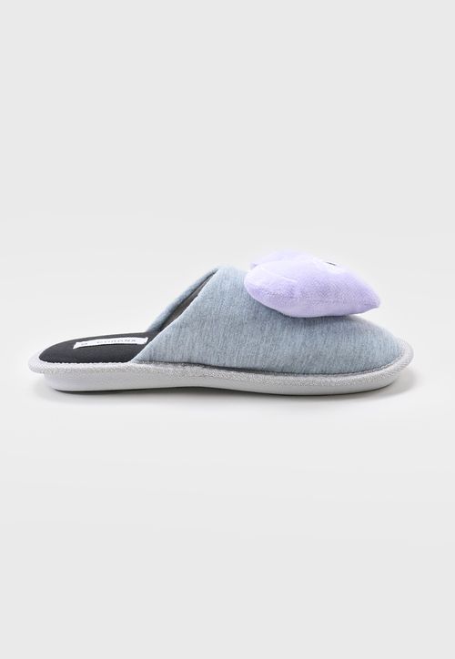 Pantufla Mujer Aplicación Gris