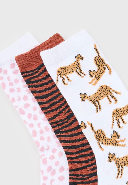 Calcetines Mujer Tripack Mix Animal Print Café