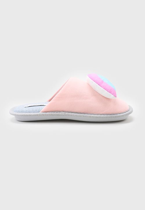 Pantufla Mujer Aplicación Rosado