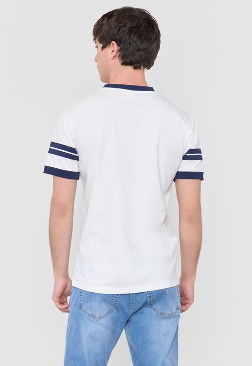 Polera Hombre Slim College Blanco
