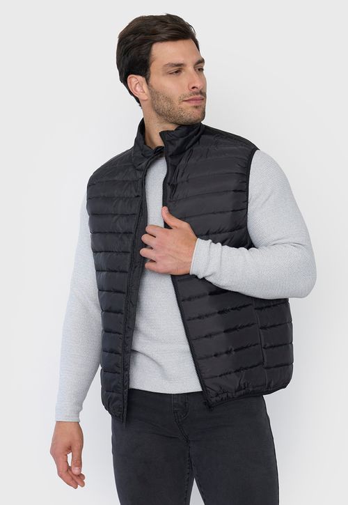 Parka Hombre Sin Mangas Color Negro