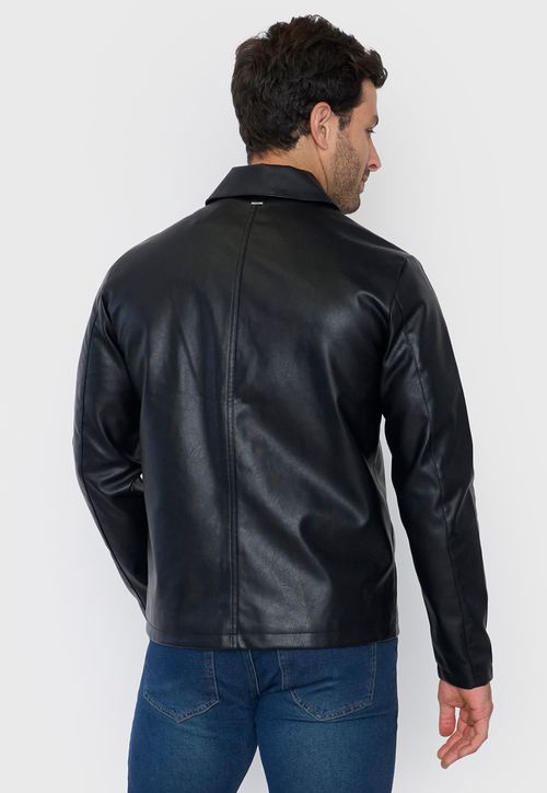 Casaca Hombre Ecocuero Camisera Negro