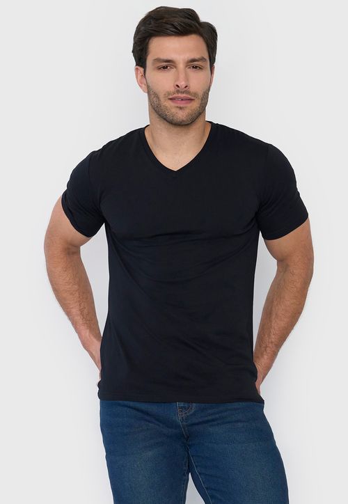 Polera Hombre V-Neck Negro