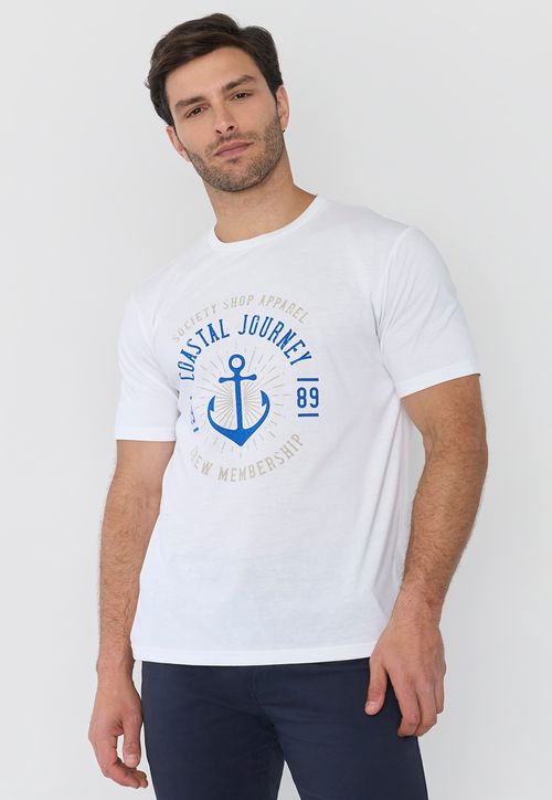 Polera Hombre Focal Print Sts Blanco