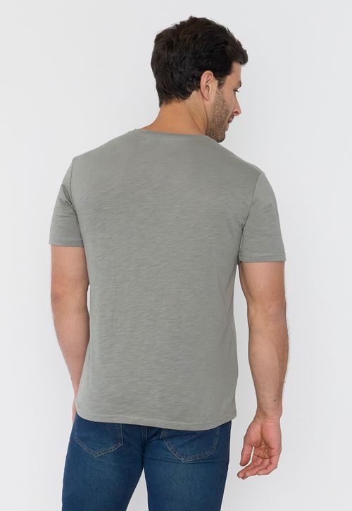 Polera Hombre Henley Slub Verde
