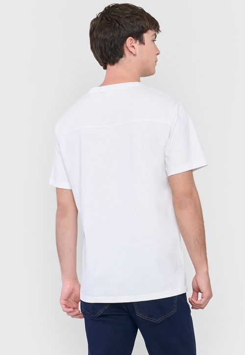 Polera Hombre Texto Corte Blanco