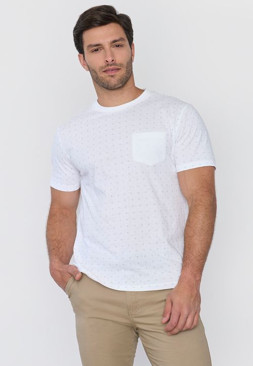 Polera Hombre Bolsillo Blanco