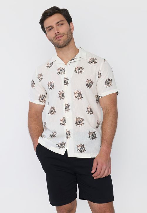 Camisa Hombre Liviana Print Blanco