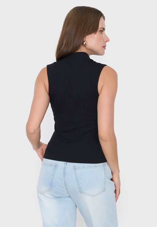 Polera Mujer Rib Halter Color Negro