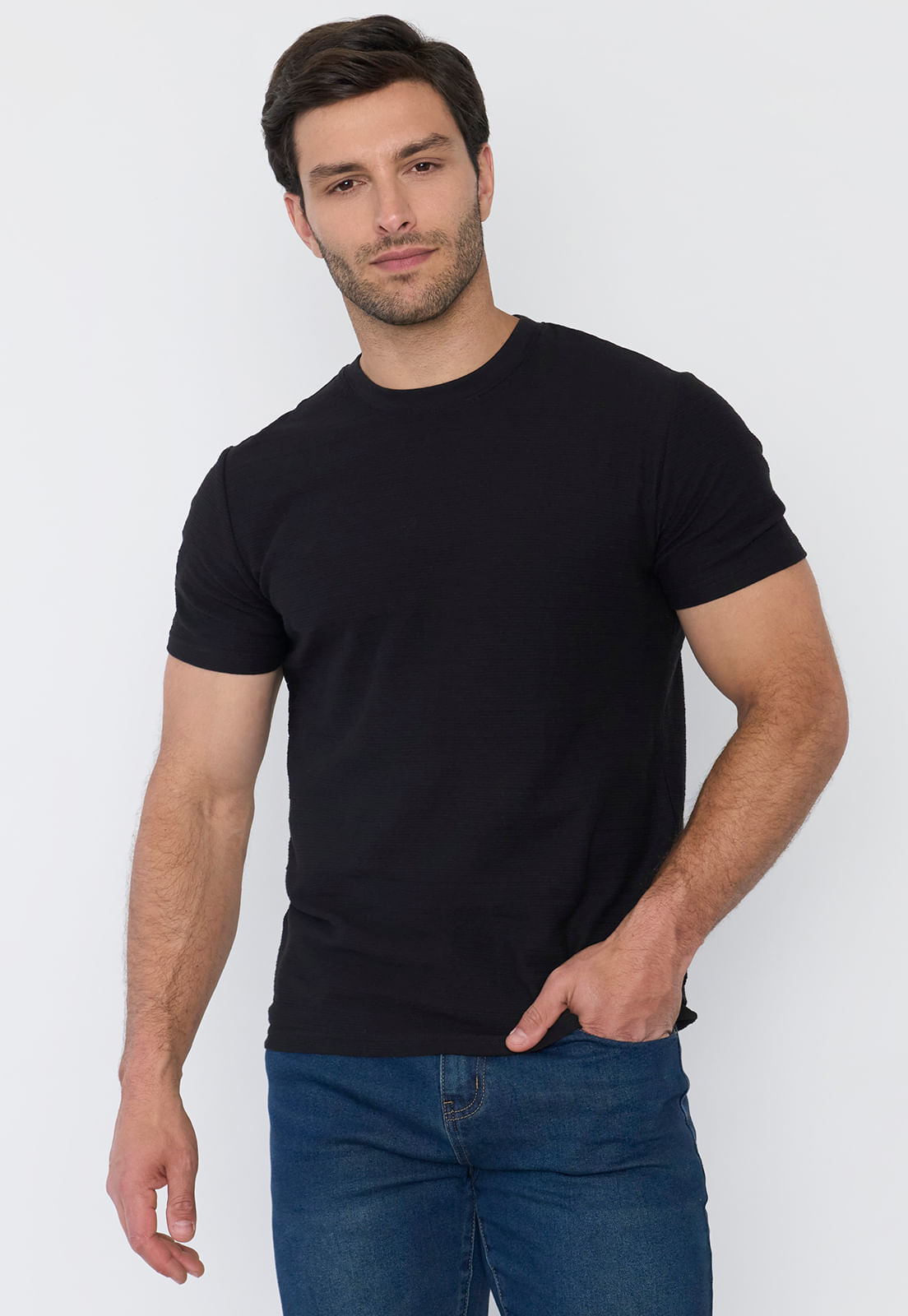 Polera Hombre Textura Negro