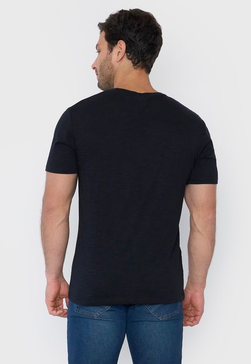 Polera Hombre Slub Bolsillo Negro