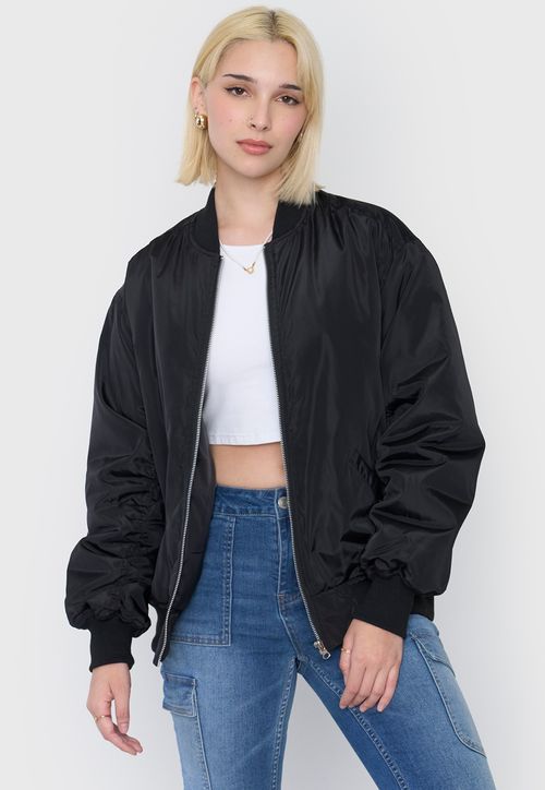 Chaqueta Mujer Bomber Básica Negro