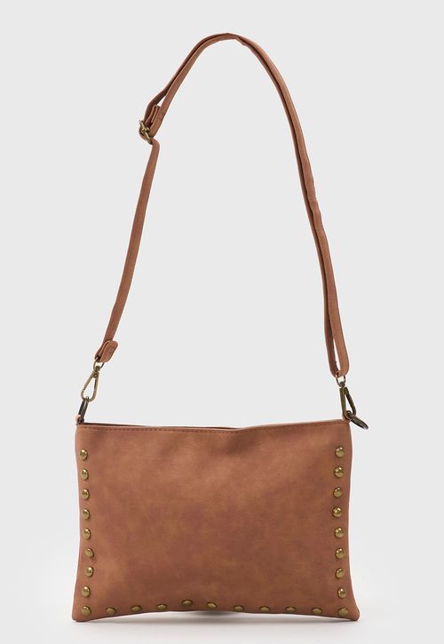 Bandolera Mujer Cuadrada Tachas Camel