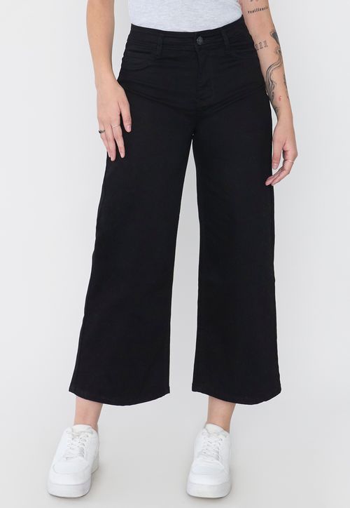 Jeans Mujer Culotte Fit Negro 5 Bolsillos