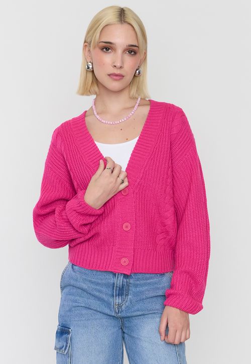 Tejido Mujer Cárdigan Fucsia