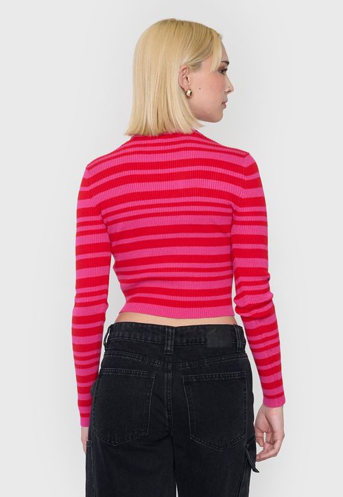 Tejido Mujer Manga Larga Cut Out Fucsia