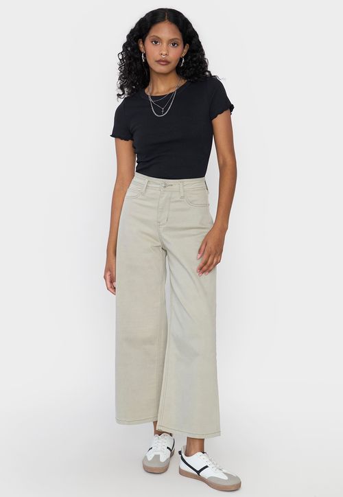 Jeans Mujer Culotte Fit 5 Bolsillos Verde