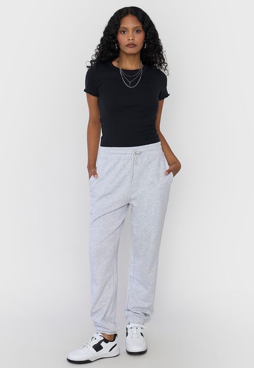 Buzo Mujer Jogger Gris Melange