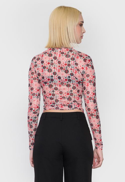 Polera Mujer Malla Manga Larga Blanco