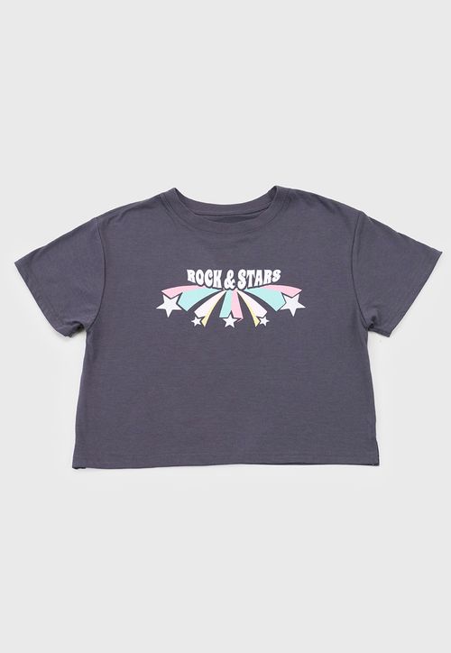 Polera Niña Teen M/C Focal Gris