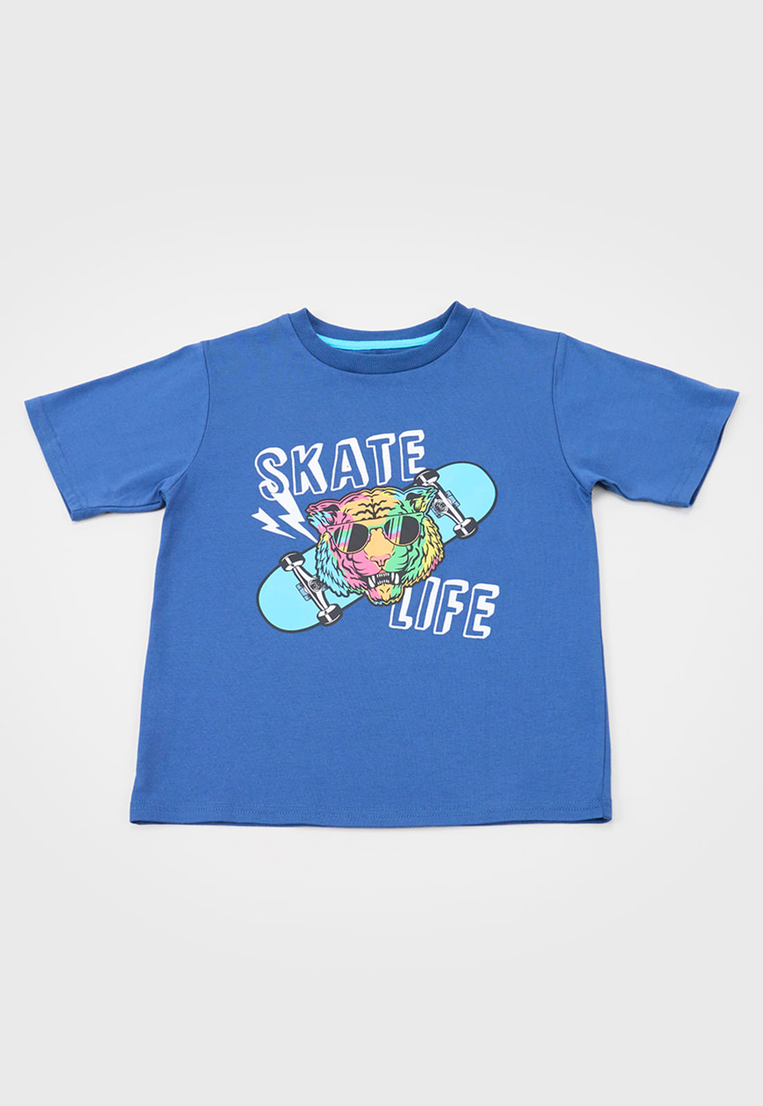 Polera Niño Kids M/C Print Fluor Azul