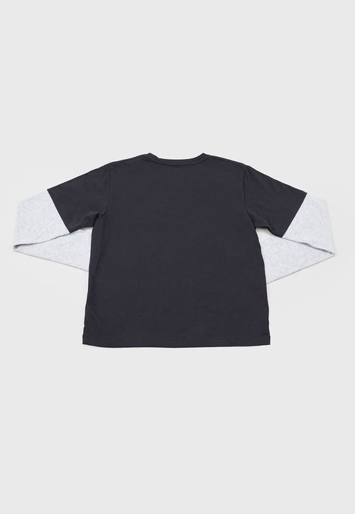 Polera Niño Teen Doble Manga Negro