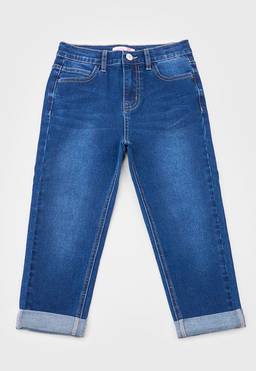 Jeans Niña Kids Mom Fit Azul Oscuro
