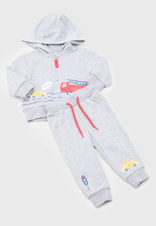 Conjunto Bebe Niño Hoodie Gris Melange
