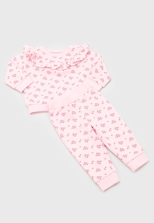 Conjunto Bebe Niña Poleron + Buzo Rosado