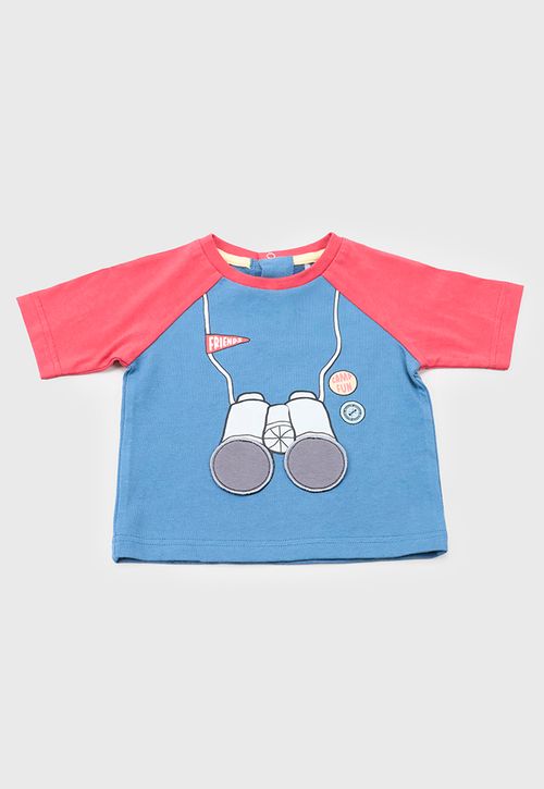 Polera Bebe Niño M/C Interactiva Azul