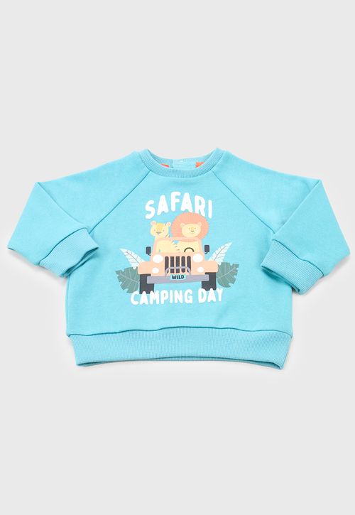 Poleron Bebe Niño Pullover Focal Turquesa