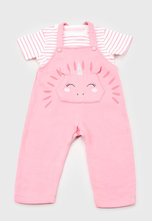 Jardinera + Polera Bebe Niña Rosado