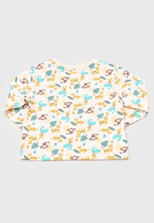 Polera Bebe Niño M/L Fullprint Ecru