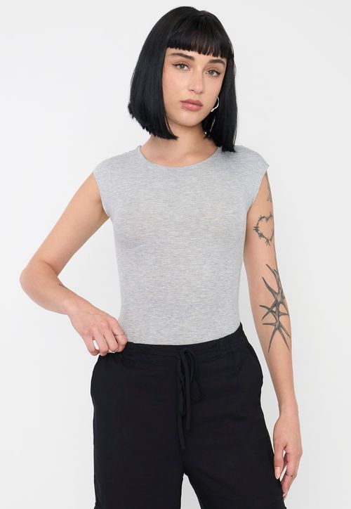 Body Mujer Manga Corta Gris