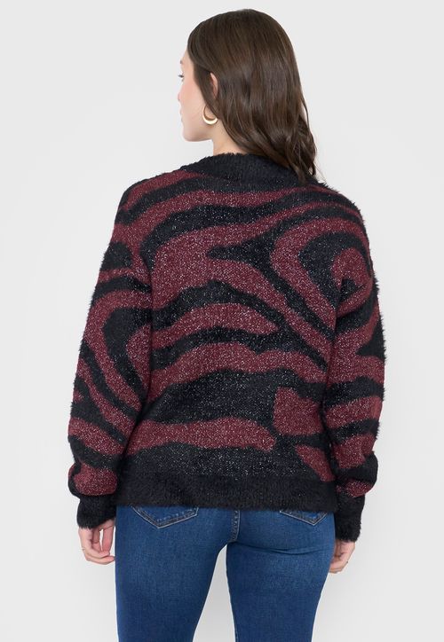 Cardigán Mujer Lurex Print Burdeo