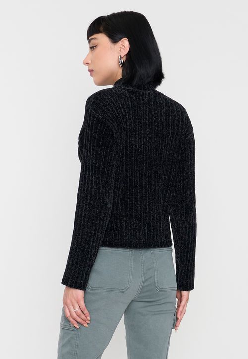Sweater Mujer Chenille Rib Negro