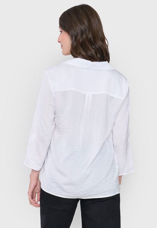 Blusa Mujer Cuello Camisero M/L Blanco