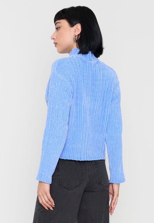 Sweater Mujer Chenille Rib Celeste