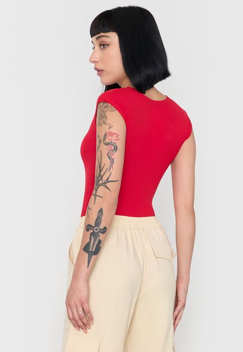 Body Mujer Manga Corta Rojo