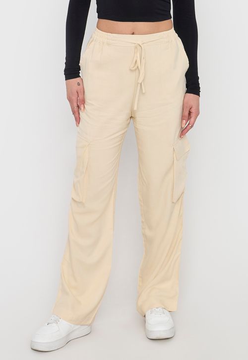 Pantalón Mujer Cargo Elasticado Beige