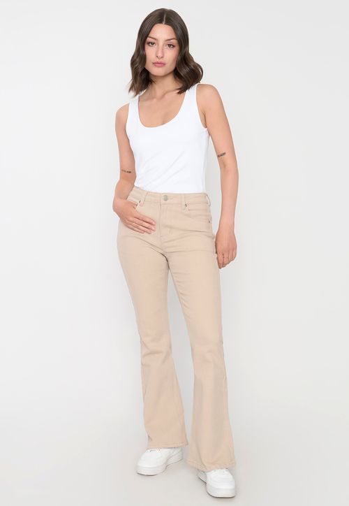 Jeans Mujer Flare Fit Beige