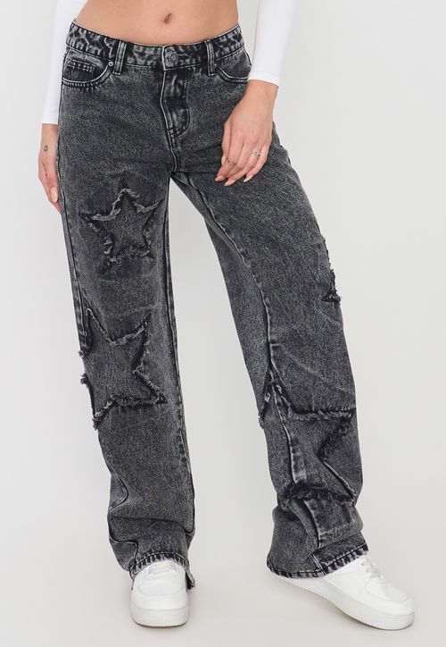Jeans Mujer Straight Fit Noventero Gris