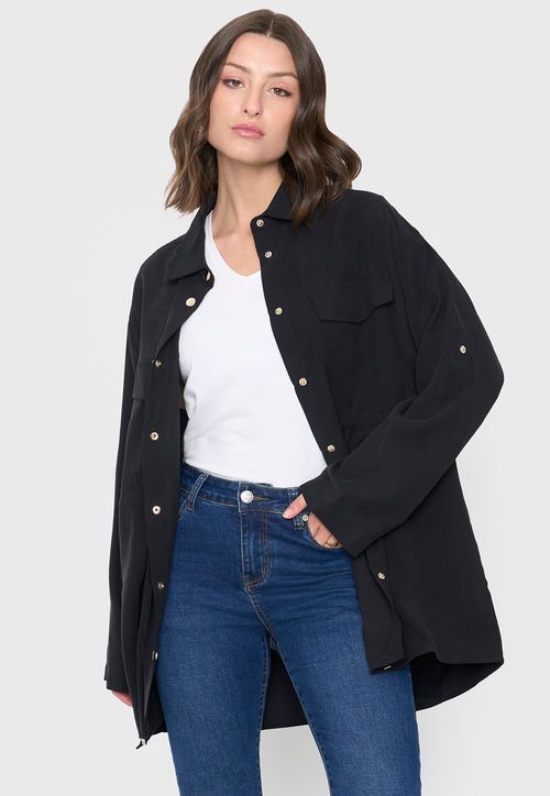 Chaqueta Mujer Fluida Negro